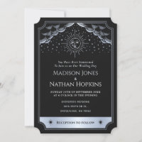 Invitation du code QR Mariage de tarot Sun Moon Ar