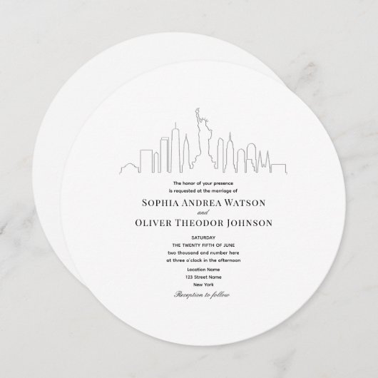 Invitation du code QR unique du Mariage de New Yor (Devant / Derrière)