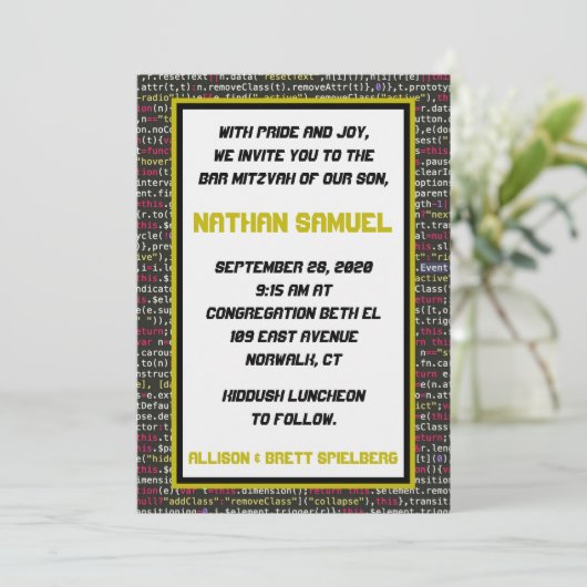 Invitation du Coder's Party Bar Mitzvah (Debout devant)
