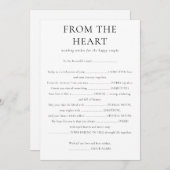 Invitation Du coeur veut à couple Mariage Game Card (Devant / Derrière)