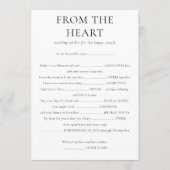 Invitation Du coeur veut à couple Mariage Game Card (Devant)