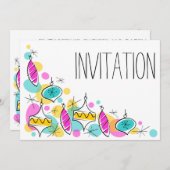 Invitation du coin Baubles Arbre rétro (Devant / Derrière)