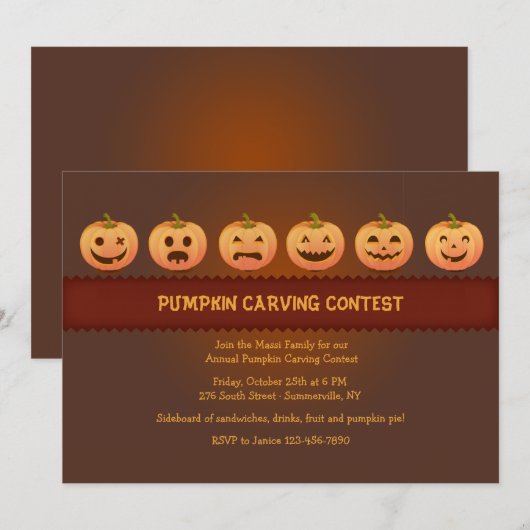 Invitation du concours de sculpture citrouille (Devant / Derrière)