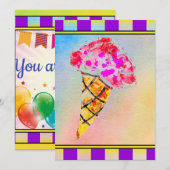 Invitation du cône de crème glacée (Devant / Derrière)