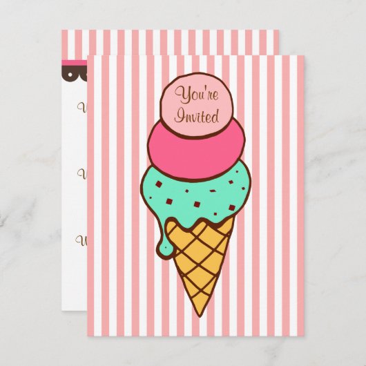 Invitation du cône de crème glacée (Devant / Derrière)