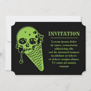 Invitation du cône de crème glacée poison vert