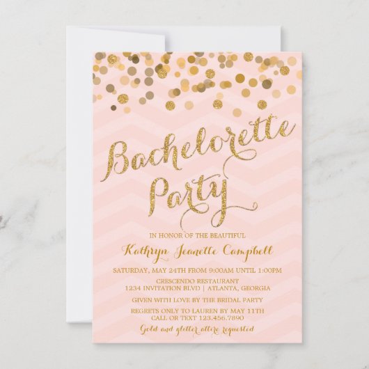 Invitation du Confetti Bachelorette Party (Devant)