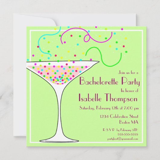Invitation du Confetti Bachelorette Party (Devant)