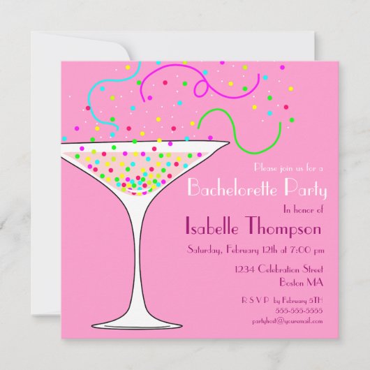 Invitation du Confetti Bachelorette Party (Devant)
