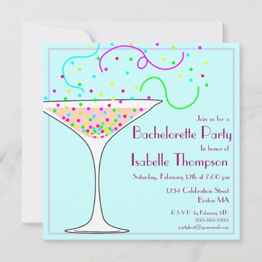 Invitation du Confetti Bachelorette Party (Devant)