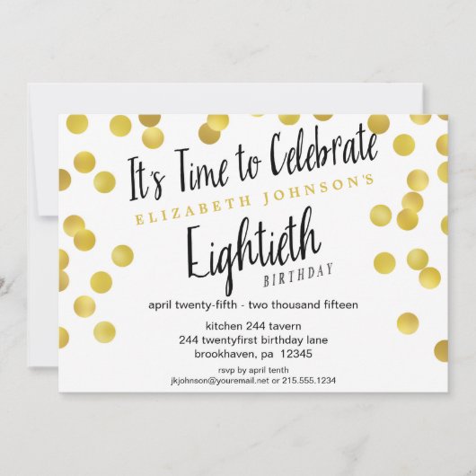 Invitation du Confetti Gold 80e anniversaire (Devant)