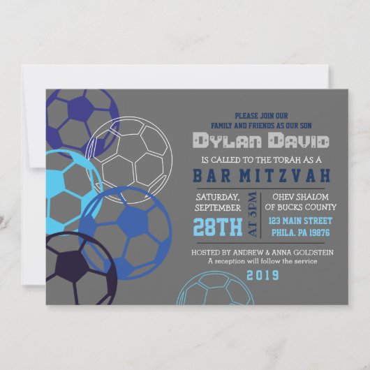 Invitation du cool SOCCER Bar Mitzvah (Devant)