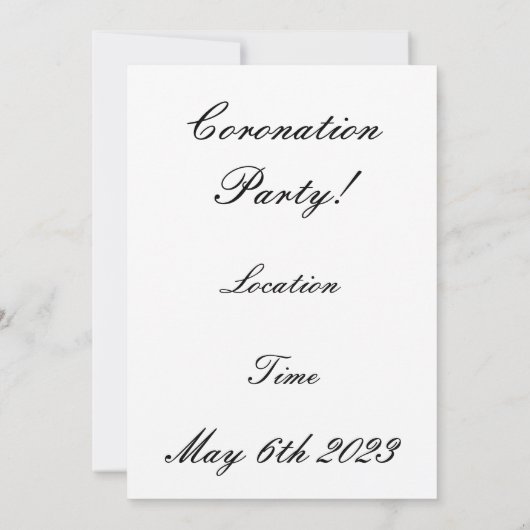Invitation du Coronation Party (Dos)