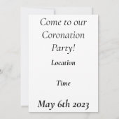 Invitation du Coronation Party (Dos)