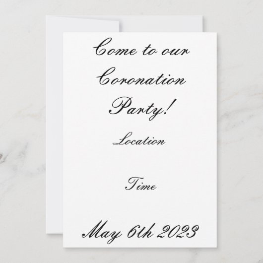 Invitation du Coronation Party (Dos)