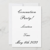 Invitation du Coronation Party (Dos)