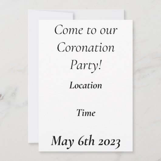 Invitation du Coronation Party (Dos)