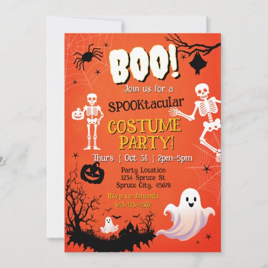 Invitation du Costume d'Halloween (Devant)