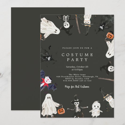 Invitation du Costume d'Halloween (Devant / Derrière)