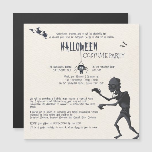 Invitation du Costume d'Halloween (Devant / Derrière)