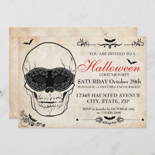 Invitation du Costume d'Halloween (Devant / Derrière)