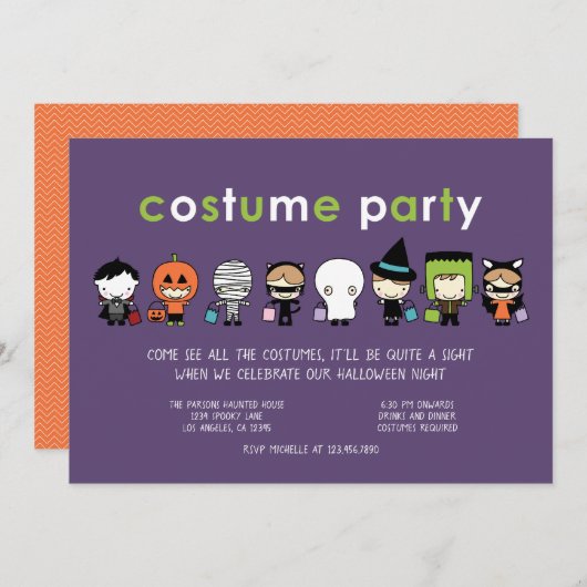 Invitation du Costume d'Halloween (Devant / Derrière)