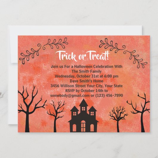 Invitation du Costume d'Halloween (Devant)