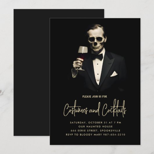 Invitation du costume d'Halloween (Devant / Derrière)