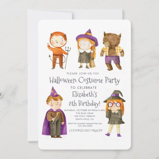 Invitation du Costume d'Halloween Anniversaire de  (Devant)