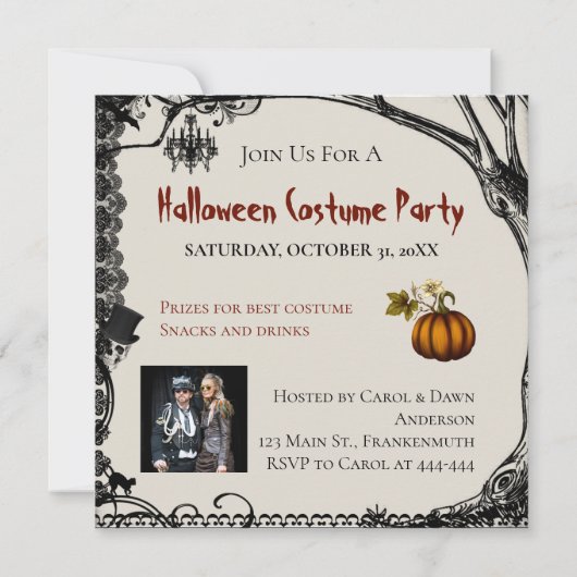 Invitation du Costume Halloween (Dos)