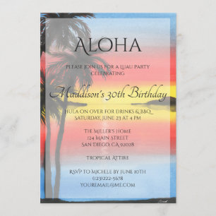 Invitation du coucher de soleil tropical Luau