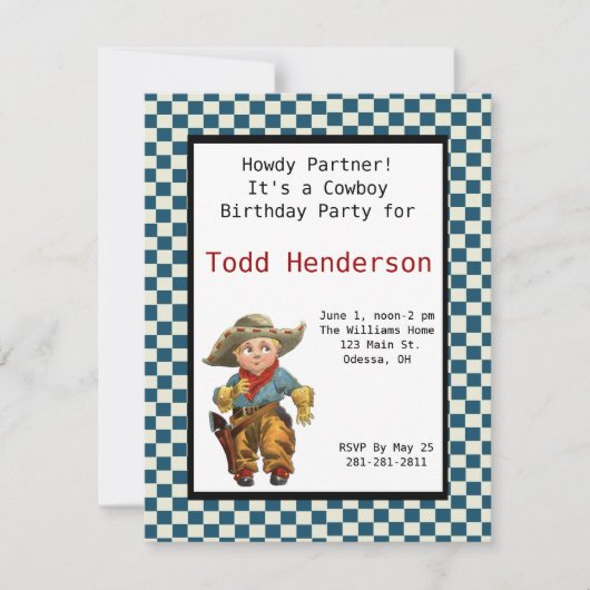 Invitation du Cowboy Party (Devant)