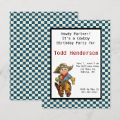 Invitation du Cowboy Party (Devant / Derrière)