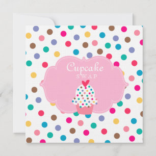 Invitation du Cupcake Party Pois roses