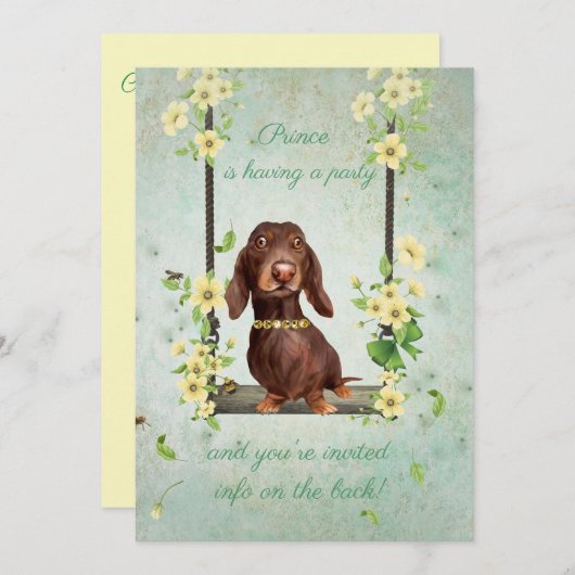 Invitation du Dachshund Dog Party (Devant / Derrière)