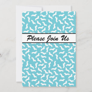 Invitation du Dachshund Party bleu et blanc