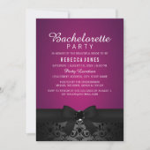 Invitation du Damask Black & Pink Bow Bachelorette (Devant)