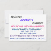 Invitation du Dance Party (Dos)