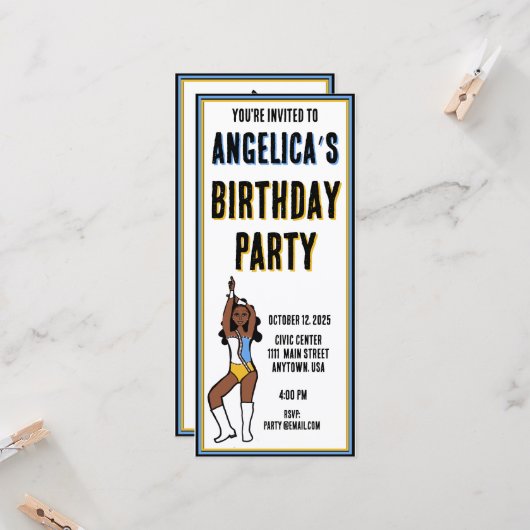 Invitation du Dancer Party Light Blue, Gold, White (Devant/Arrière en situation)