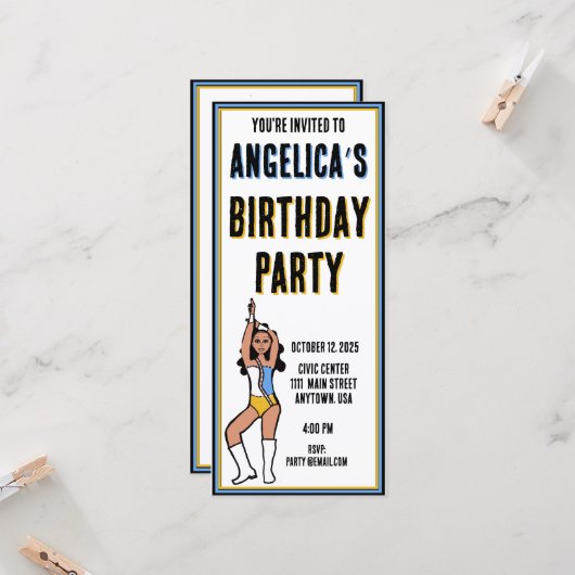 Invitation du Dancer Party Light Blue, Gold, White (Devant/Arrière en situation)