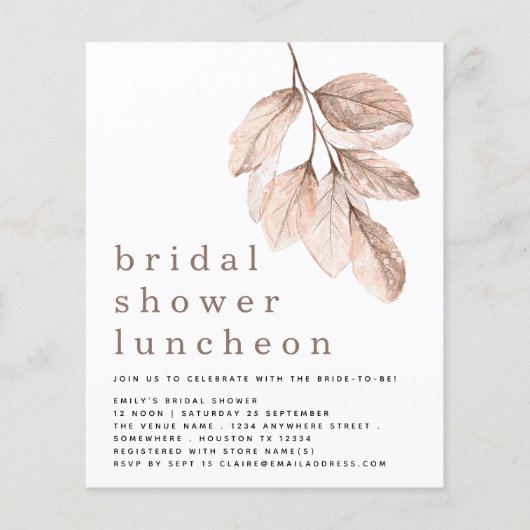 Invitation du déjeuner de Fête des mariées Feuille (Devant)