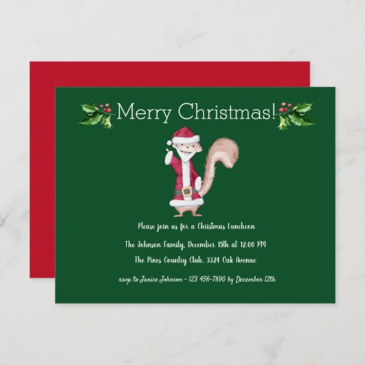 Invitation du déjeuner de Noël de père Noël (Devant / Derrière)