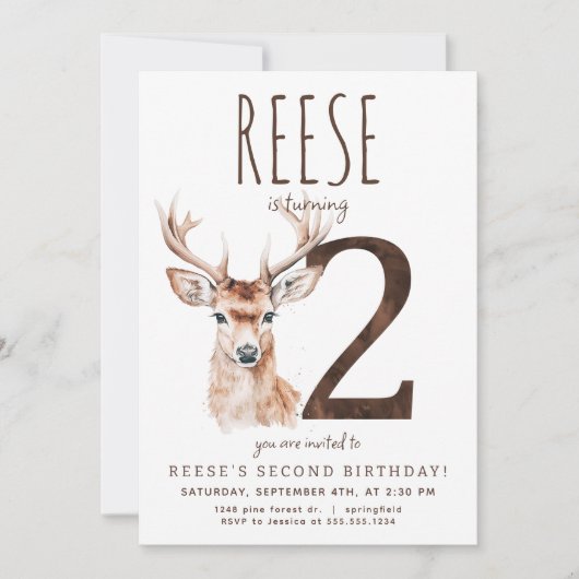 Invitation du deuxième anniversaire du cerf (Devant)
