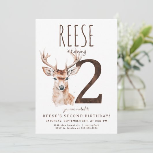 Invitation du deuxième anniversaire du cerf (Debout devant)