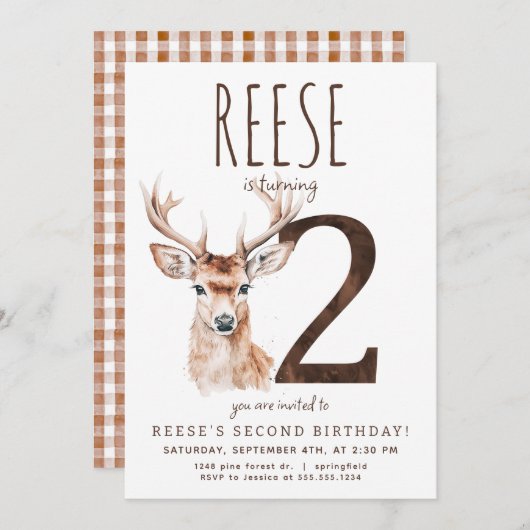 Invitation du deuxième anniversaire du cerf (Devant / Derrière)