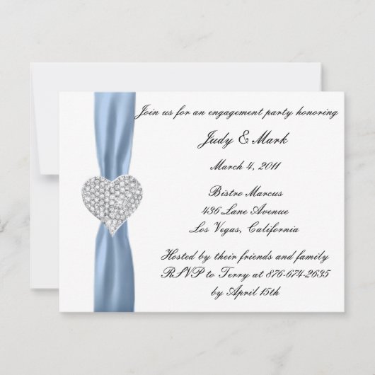 Invitation du Diamond Heart Blue Engagement Party (Devant)