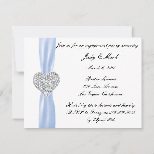Invitation du Diamond Heart Blue Engagement Party (Devant)