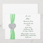 Invitation du Diamond Heart Green Bachelorette Par (Devant / Derrière)