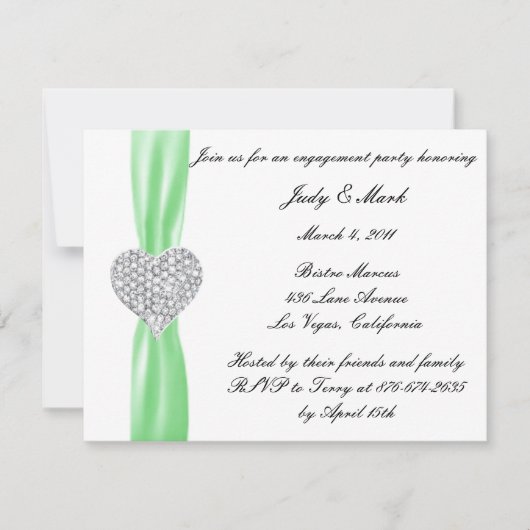 Invitation du Diamond Heart Green Engagement Party (Devant)