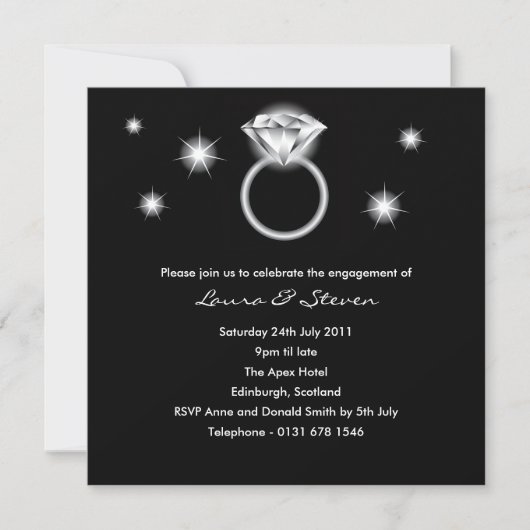 Invitation du Diamond Ring Engagement Party (Devant)
